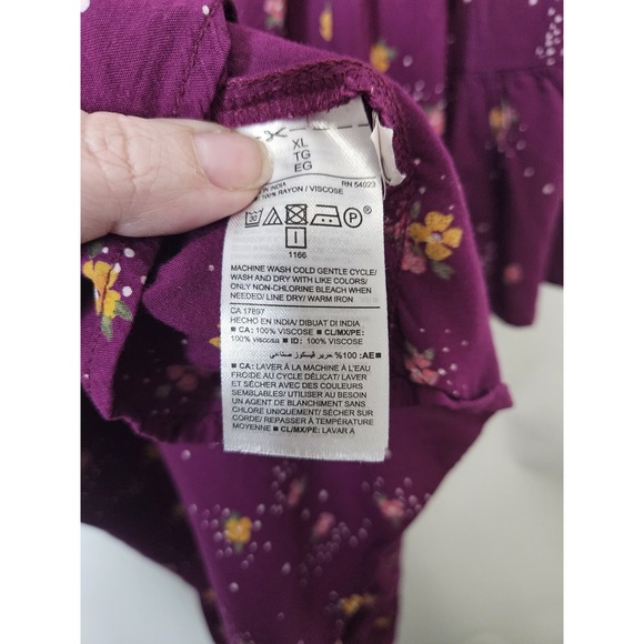 Old Navy XL Purple Floral Ruffle Sleeve Mini Dress Rayon Boho Casual Women's - Picture 4 of 7